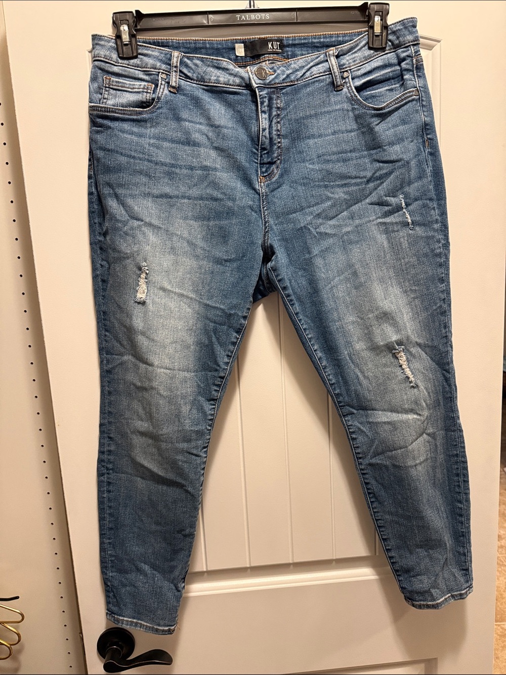 Kut from the Kloth Medium Blue Distressed Donna Ankle Skinny Jean